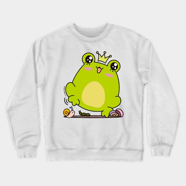 cute frog, kawaii frog cartoon Crewneck Sweatshirt by princessmi-com